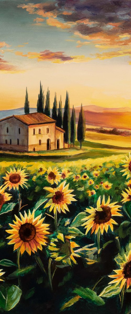 Sunflower field in Tuscany by Lucia Verdejo