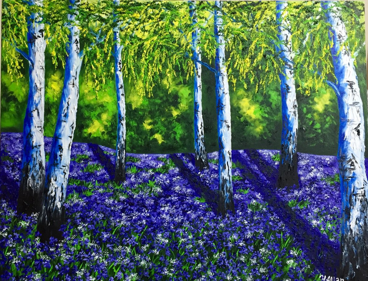 Impressionistic Landscape Oil Painting By Yulia Allan, 22 X 18", Spring In The Woods, Original Artwork