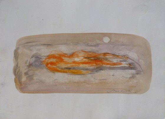 Nude lying on the Bed 5, 29x41 cm