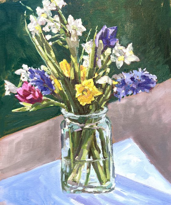 Spring flowers in a vase