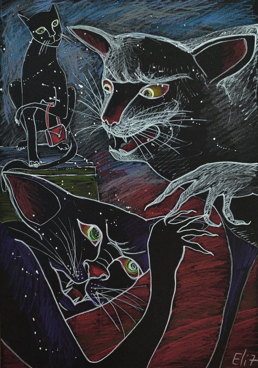 Expressive Animal Drawing By Elisheva Nesis, 9 X 13, March Snow, Original Artwork