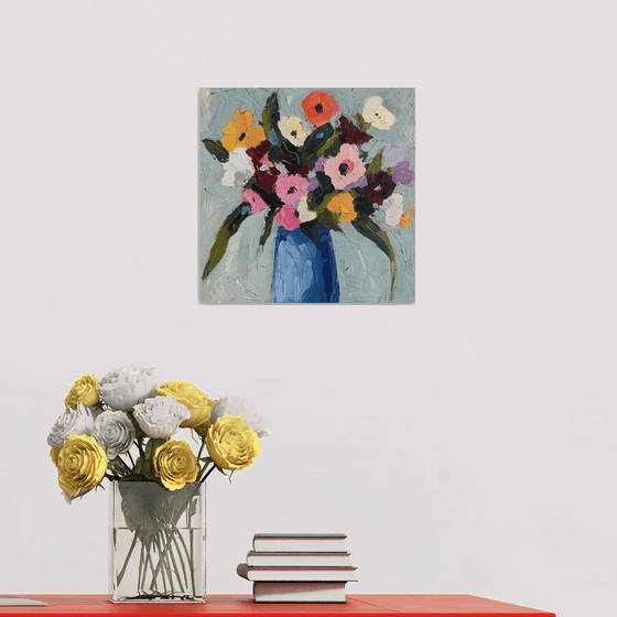 Flowers in a Blue Vase