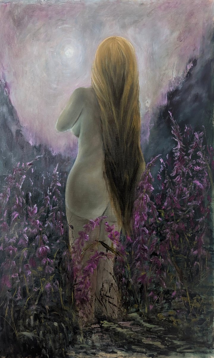 Impressionistic Botanical Oil Painting By Sophie Adair, 24 X 39", The Calling, Original Artwork