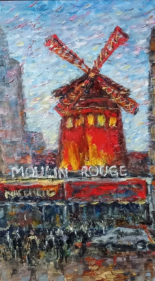 Moulin rouge. Lights of Paris at night by Irina Tolstikova