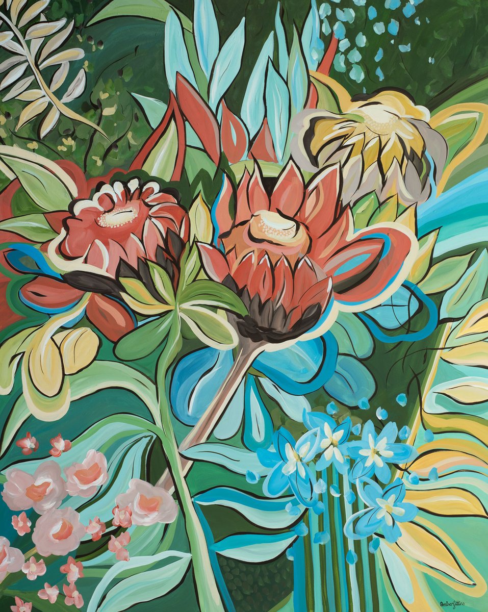 Protea Passion By Amber Gittins, 48 X 60, Artwork For Sale On Artfinder