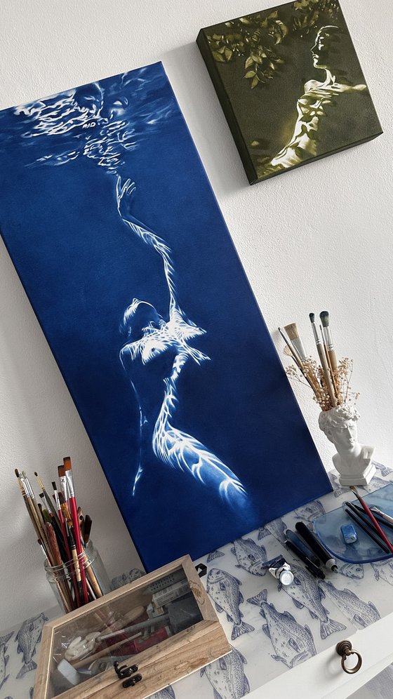 Call of the Siren - Blue Underwater Nude