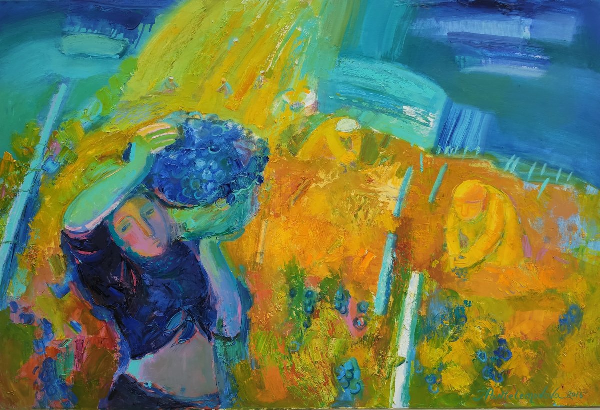 Impressionistic Portrait Oil Painting By Inna Pantelemonova, 59 X 39, Grape, Original Artwork