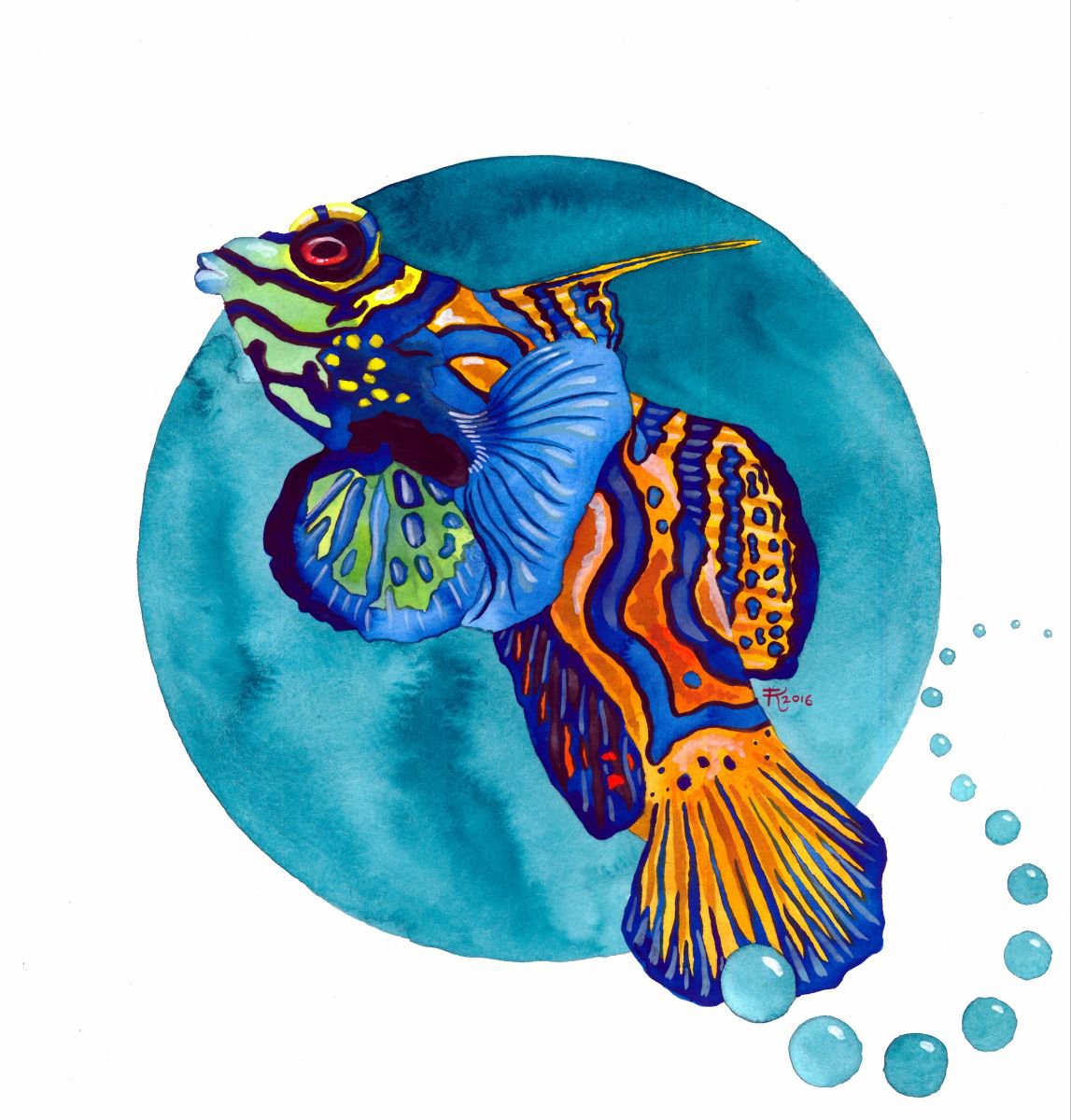 Mandarin Fish with Bubbles by Terri Kelleher