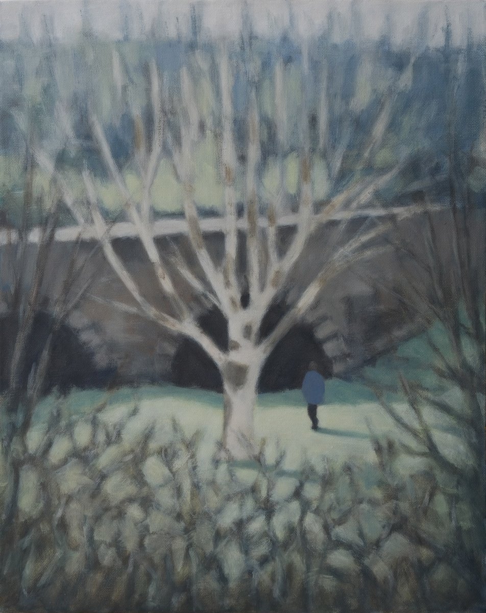 Impressionistic Landscape Acrylic Painting By Hugo Lines, 16 X 20, The White Tree, Original Artwork