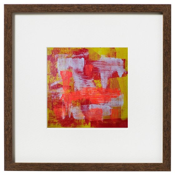 Abstract !! Small Abstract Paintings !! Set of 2 !! Yellow, Red,Orange,White Painting !! Diptych !!