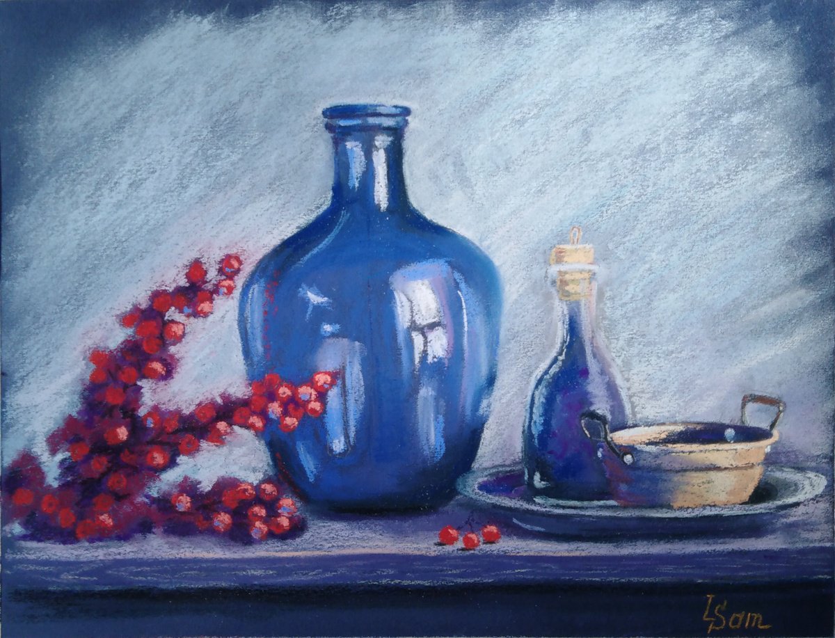 The blue glass bottle by Liubov Samoilova