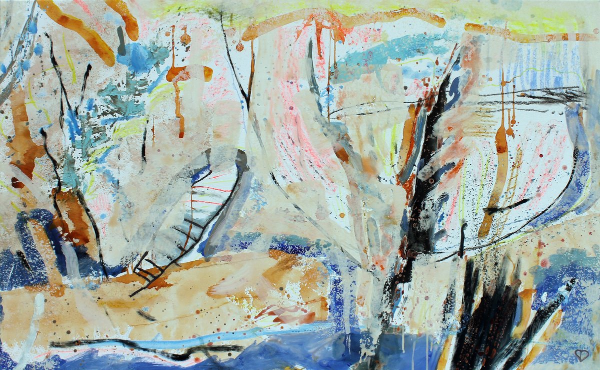 Organic Abstract Acrylic Painting By Sergiy Dekalyuk, 51 X 31", Morning, Original Artwork