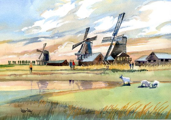 Windmills at Zaanse Shans, Amsterdam, Holland