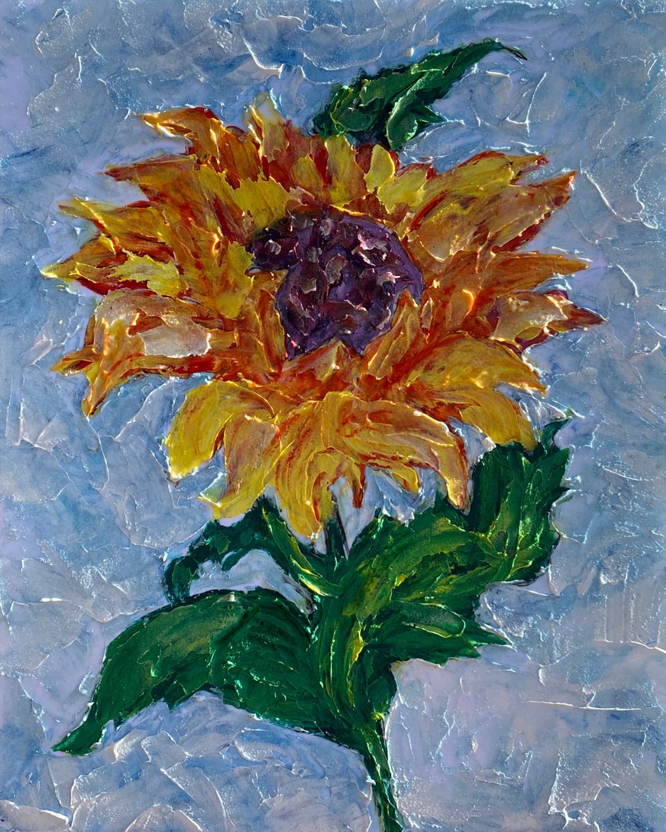 Sunflower Yearning 8x10 Palette Knife by OLena Art - Lena Owens