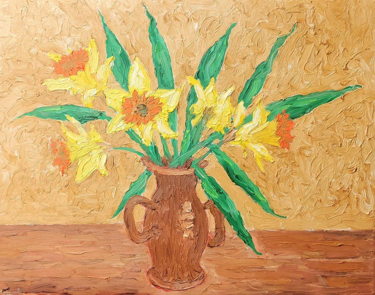 Oil Painting , Vase Of Daffodils By Colin Ross Jack, 26 X 20, Artwork For Sale On Artfinder