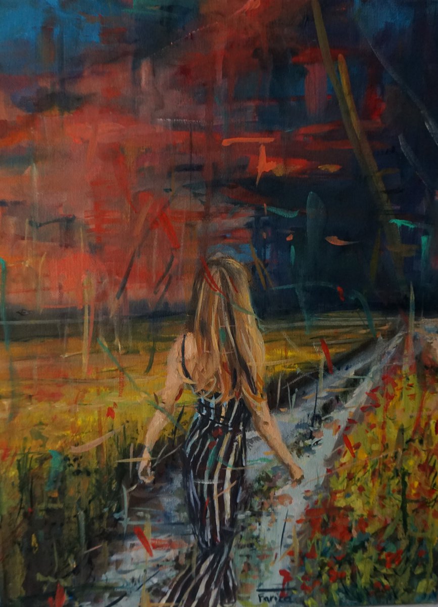 Impressionistic Landscape Oil Painting By Amaya Fernandez Fariza, 12 X 16, The Road, Original Artwork