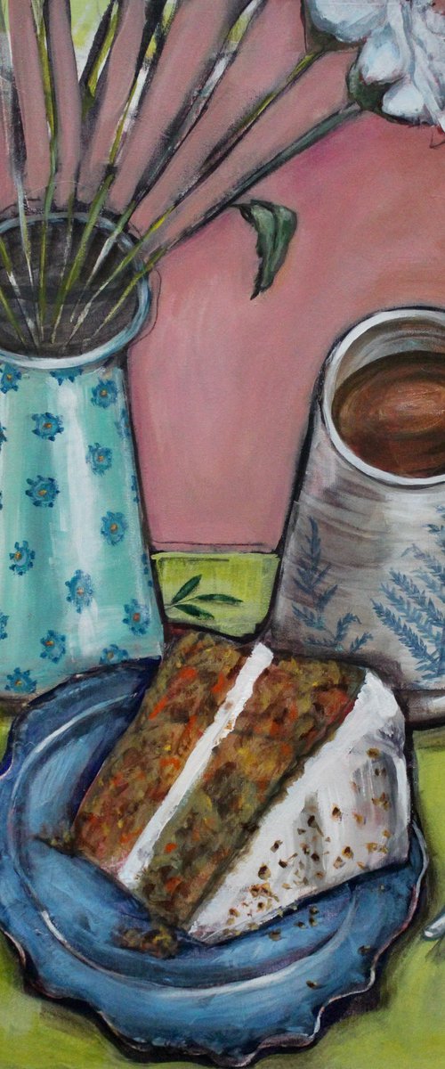 Still life called Tea and Cake by Victoria Coleman