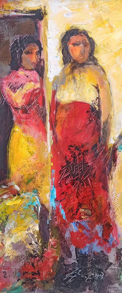 Sisters, 30x40cm, oil/canvas ready to hang by Sergey Xachatryan