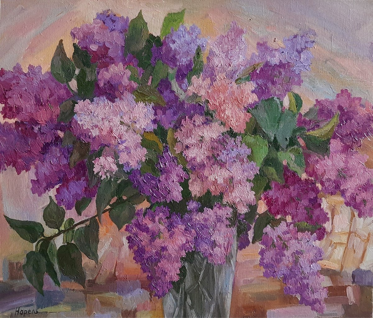 Lilac bouquet- Original oil painting (2021) by Svetlana Norel