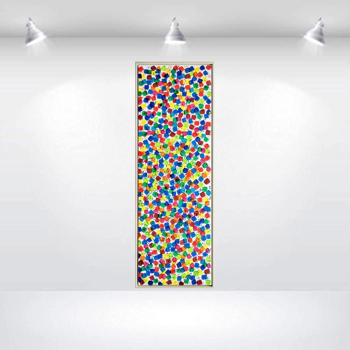 Abstract Acrylic Painting By Edelgard Schroer, 17 X 48, Pixel Parade, Original Artwork