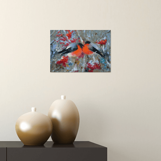 Happy bullfinches