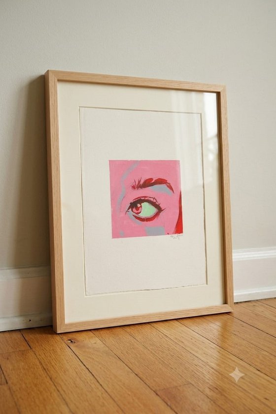 "Eye 1" on pink Pop art