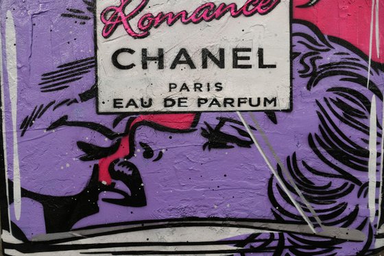 The Fragrance of Romance 120cm x 150cm Chanel Industrial Concrete Urban Pop Art Painting With Custom Etched Frame