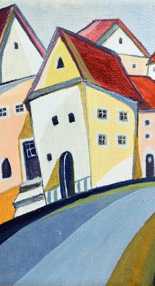 Houses on the lane by Aniko Hencz