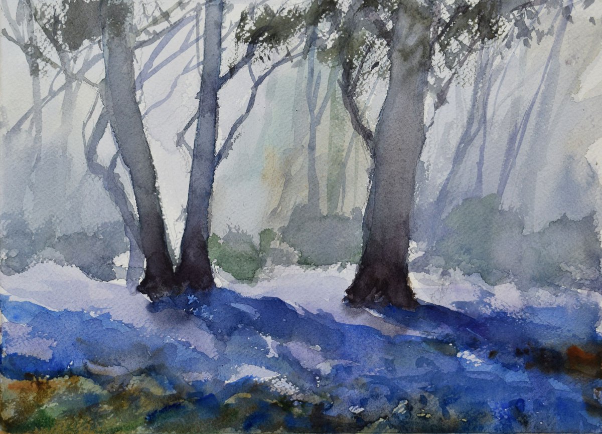 Bluebell woods ,Cornwall - IV by Goran igoli? Watercolors