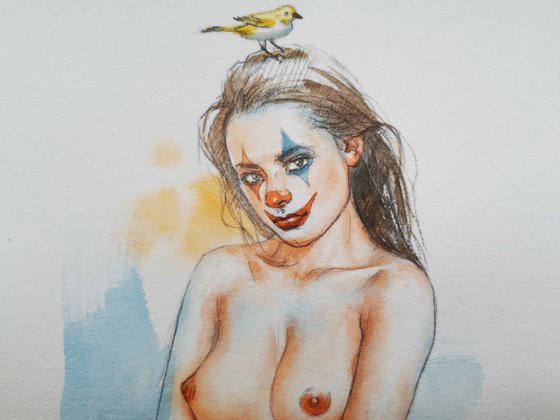 Clown and bird