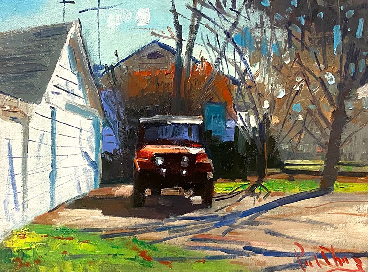 Red Jeep and Old White House, Reno NV Oil painting by Paul Cheng ...