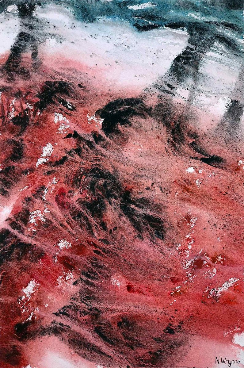 Abstract Landscape Watercolour By Neil Wrynne, 15 X 22", The Silent Surge, Original Artwork