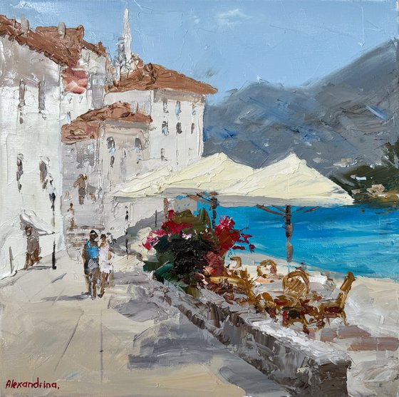Cafe. Mediterranean Sea.