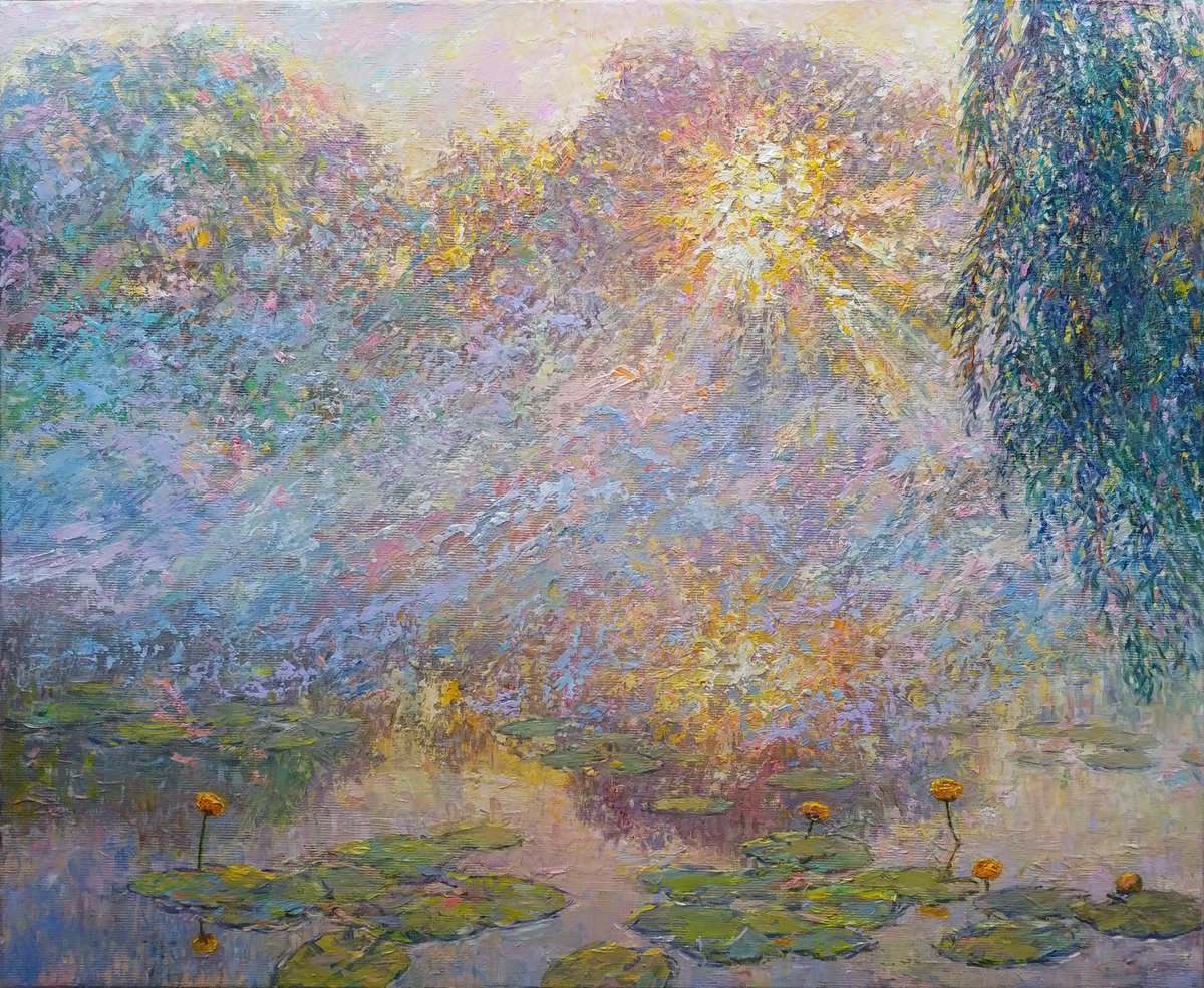 Impressionistic Landscape Oil Painting By Svitlana Koval, 22 X 18", Magical Fog, Original Artwork