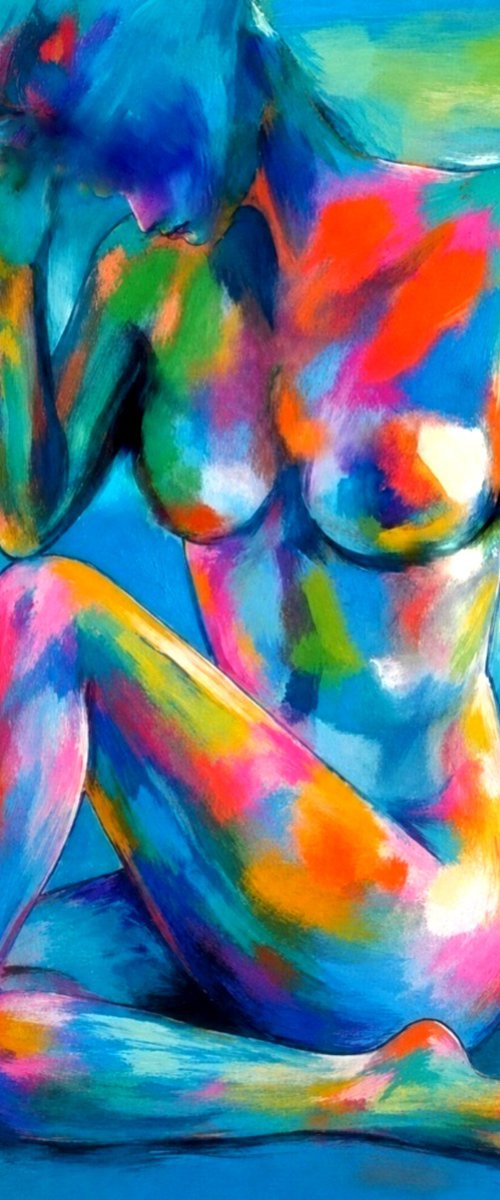 "Color in Retreat" - Abstract Female Nude by Helena Wierzbicki