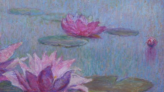 Pink Water Lilies. Original drawing, gift, wall art, interior art, interior design, stylish art, present, pop