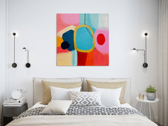 Abstract Painting Blue Pink