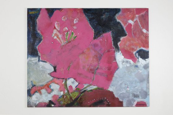 LARGE 43x36 Pink Bougainvillea Abstract Contemporary Art