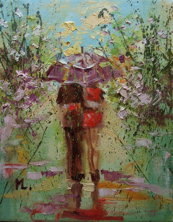 " SPRING DATE ... " original painting CITY palette knife