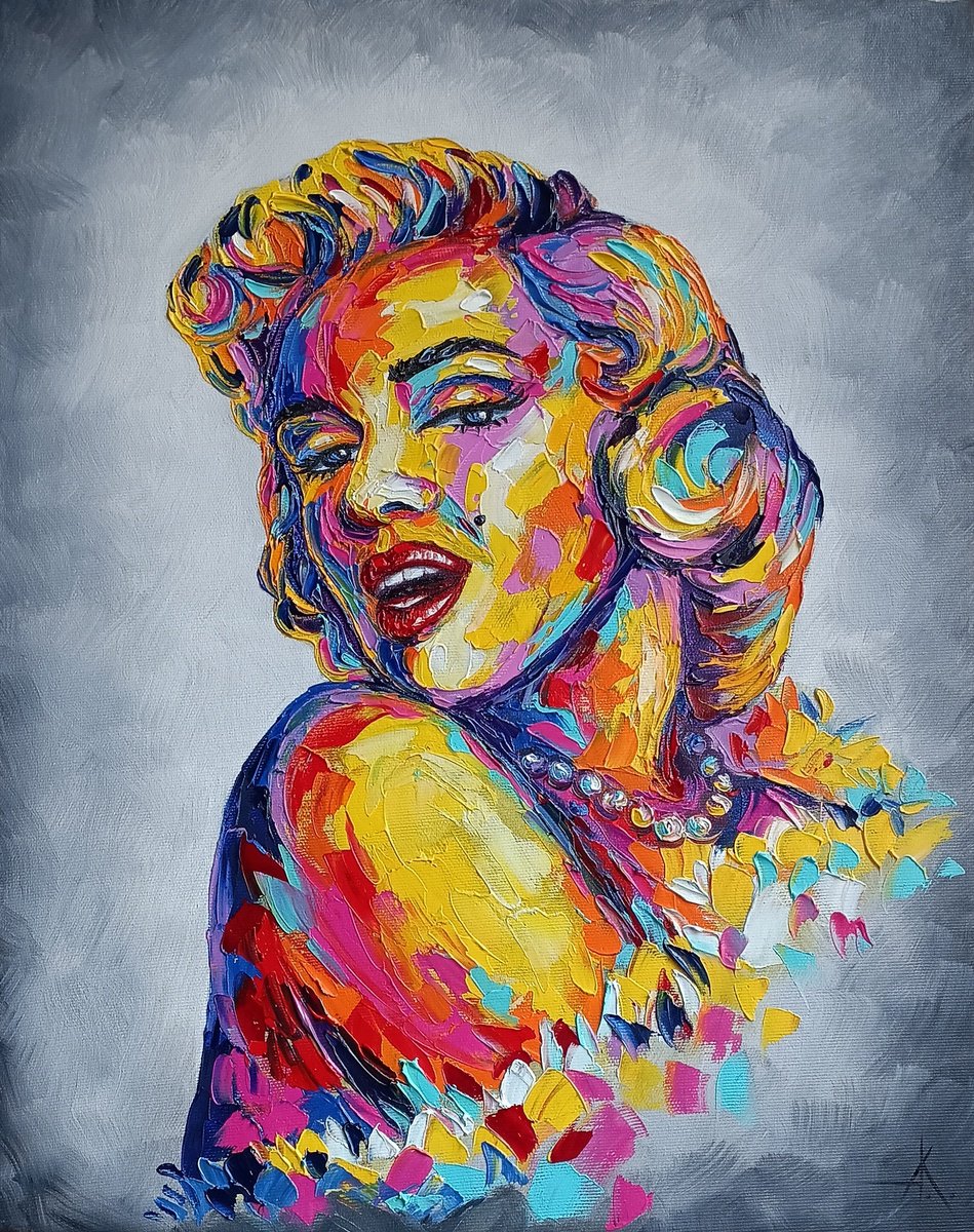Expressive Portrait Oil Painting By Anastasia Kozorez, 16 X 20, Marilyn Monroe, Original Artwork