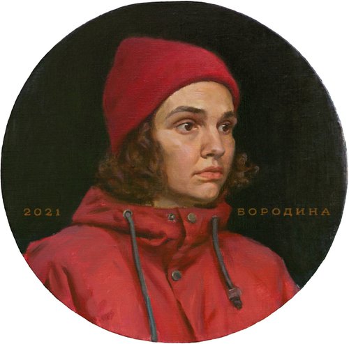 Self-Portrait in a Red Hat by Anastasia Borodina