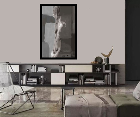 NUDE IN BLACK AND GREY  33"X51"