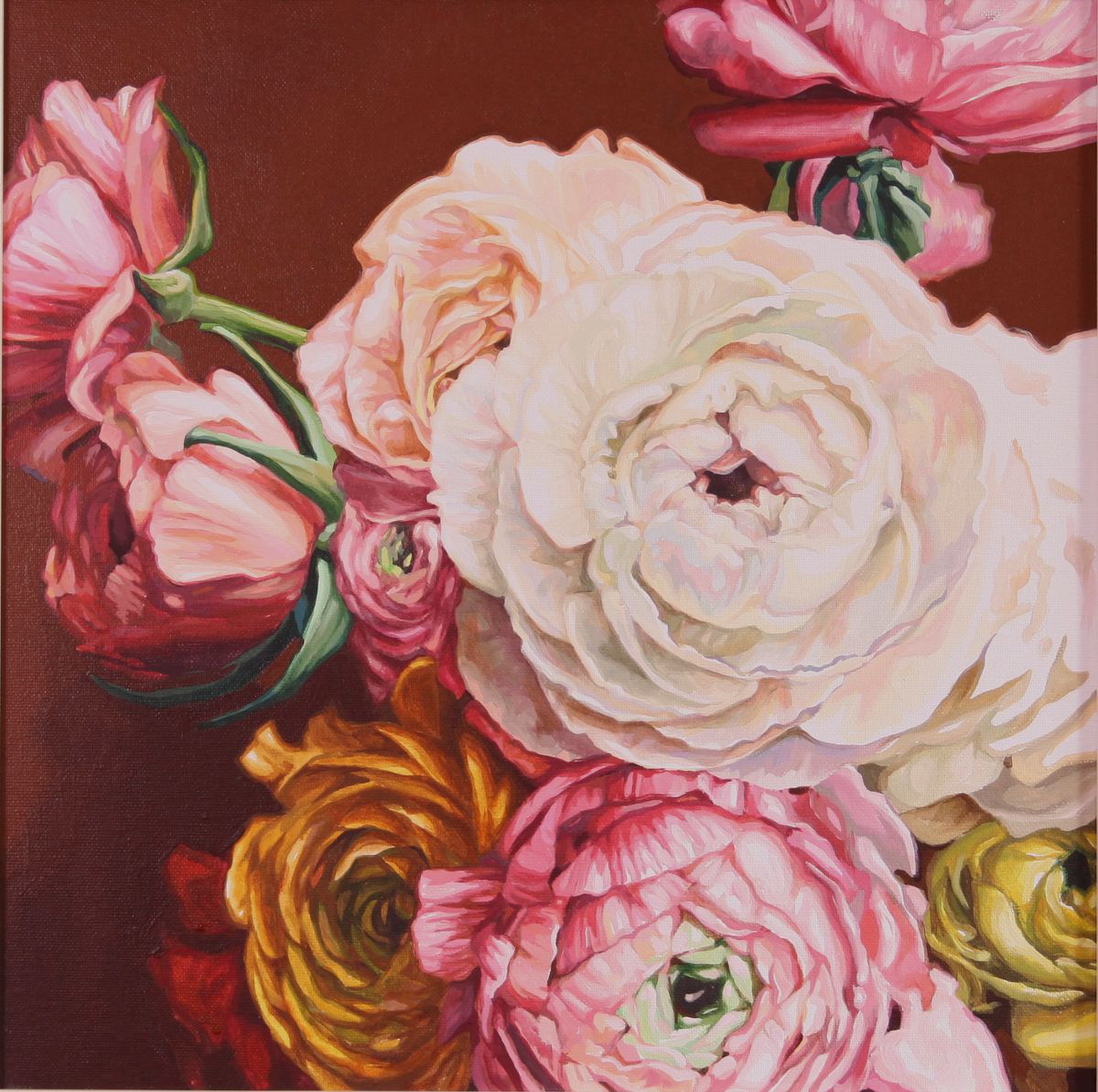 Peonies Acrylic Painting Still Life White Pink Y Artfinder