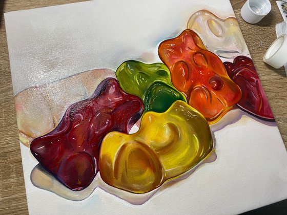 Gummy bear fun oil painting Oil painting by Bethany Taylor | Artfinder