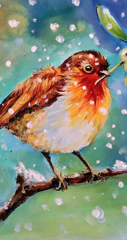 Robin at snowfall II by Kovács Anna Brigitta