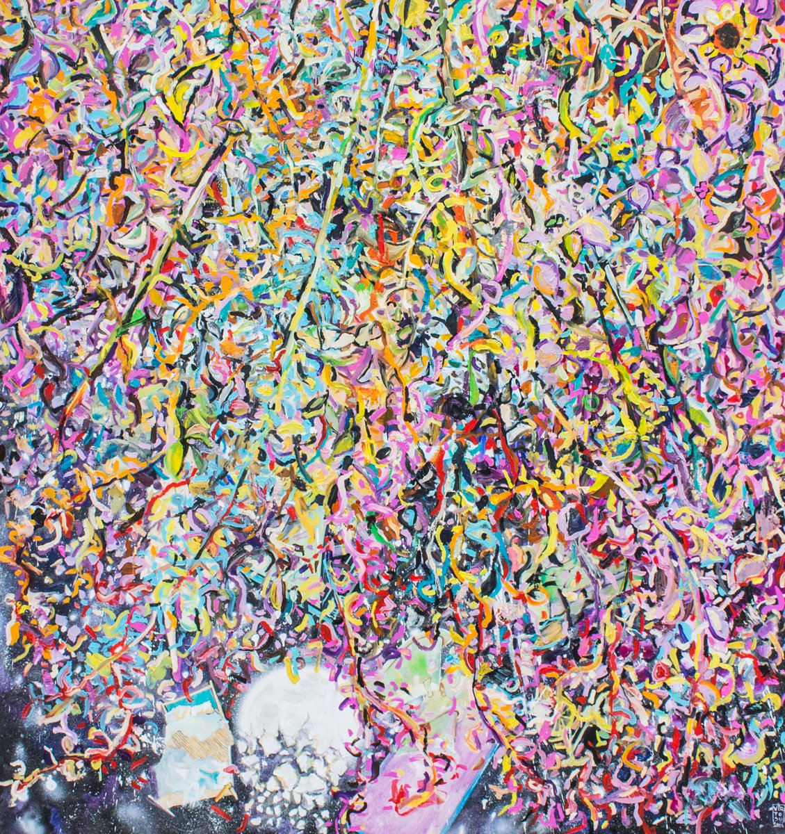 Impressionistic Landscape Oil Painting By Dominic Virtosu, 63 X 67, Green Day, Original Artwork