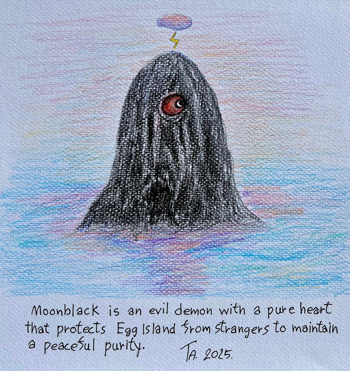 Abstract Pencil Drawing By Ta Byrne, 8 X 8", Moon Black, Original Artwork