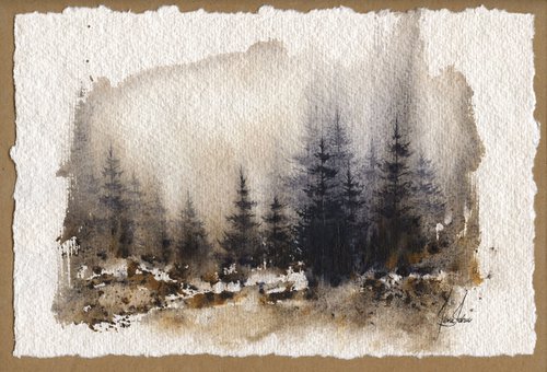 Places XV - Watercolor Pine Forest by ieva Janu