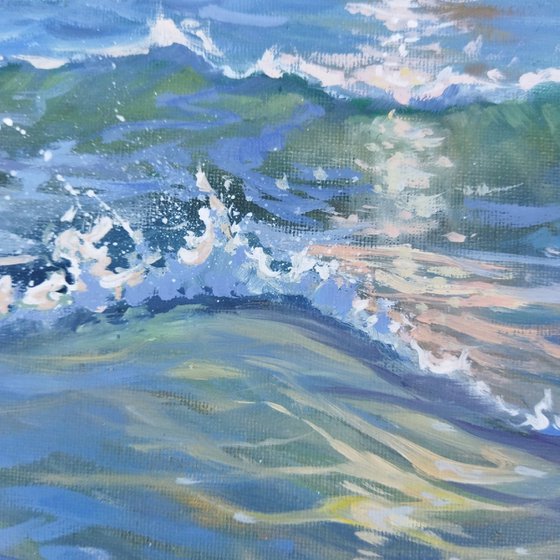 Sunlit Path on the Ocean Waves