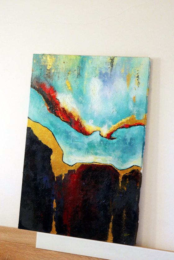 Water and earth - Acrylic textured Painting 60x90cm